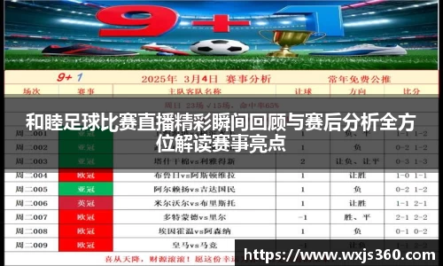 和睦足球比赛直播精彩瞬间回顾与赛后分析全方位解读赛事亮点