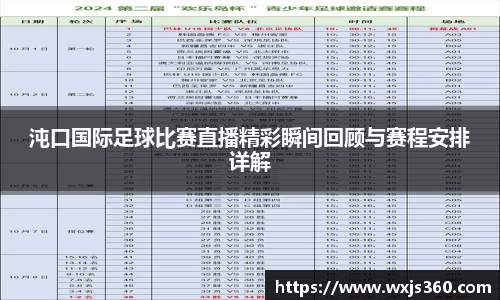 沌口国际足球比赛直播精彩瞬间回顾与赛程安排详解